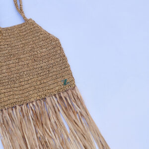 Bolso mimbre con flecos