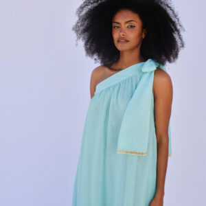 Vestido azul lazo