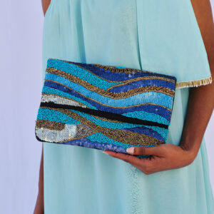 Bolso de cuentas y lentejuelas tonos azules